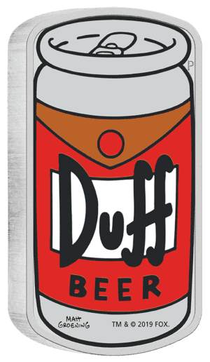 2019 $2 The Simpsons - Duff Beer 1oz Silver Coin