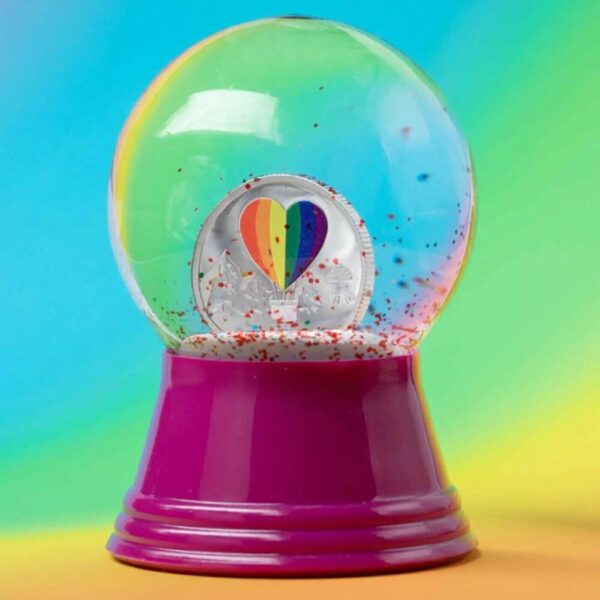 2021 $1 Love Globe Snowglobe Pride Rainbow 1/10oz Silver Coin - Image 2