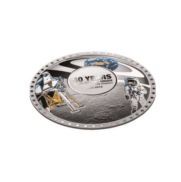 2019 $5 Moon Landing 50th Anniversary 50g Convex Silver Proof Coin - Image 2