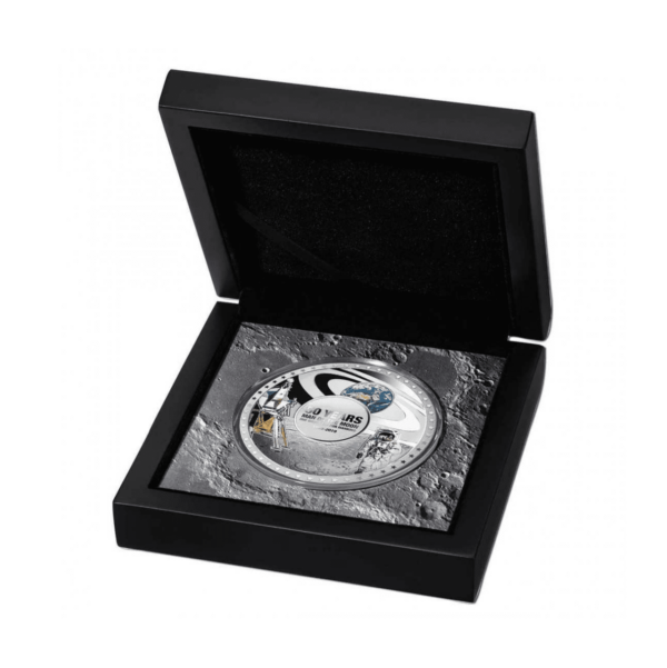 2019 $5 Moon Landing 50th Anniversary 50g Convex Silver Proof Coin - Image 4