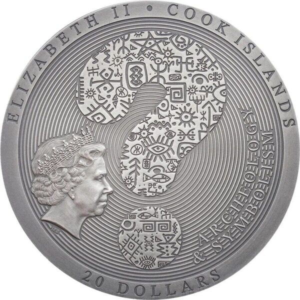 2021 $20 Aztec Coyolxauhqui Stone 3oz Silver Antique Coin - Image 3