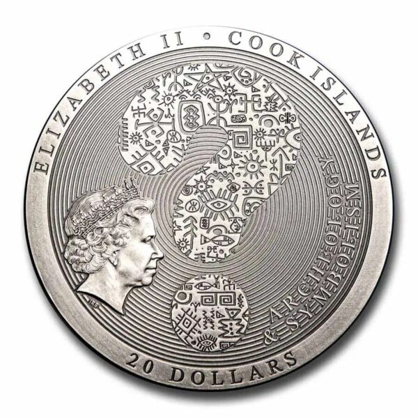 2021 $20 Aztec Coyolxauhqui Stone Archeology Symbolism 3oz Silver Coin - Image 3