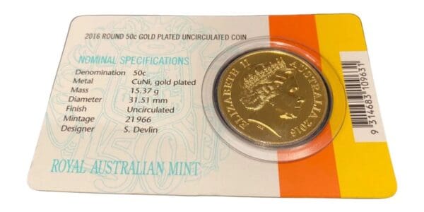 2016 50c Gold Plated 50th Anniversary Open Day Special Release - Image 2