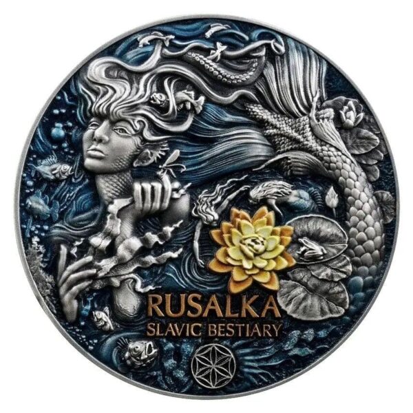 2021 Rusalka Slavic Bestiary Gilded Antiqued 3oz Coin