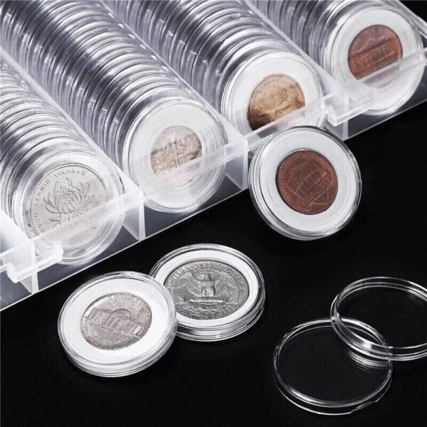 100 x Coin Capsules + Storage Container - Image 2