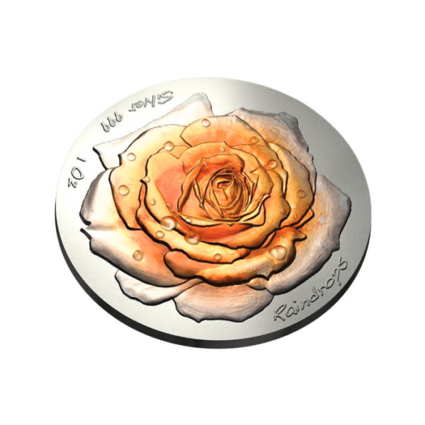 2019 $1 Rose Raindrops 1oz Silver Antiqued Coin