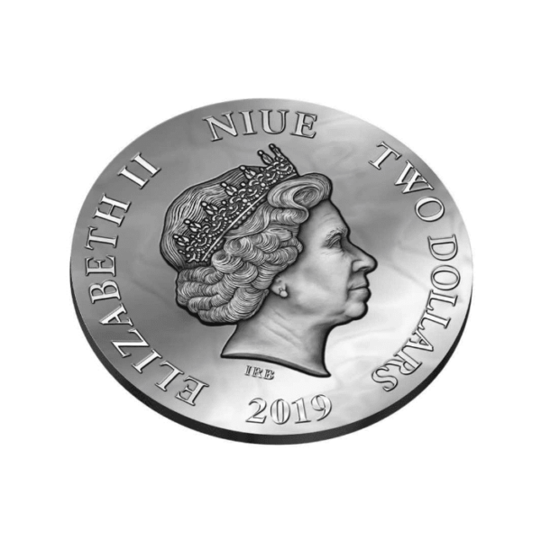 2019 $1 Rose Raindrops 1oz Silver Antiqued Coin - Image 2