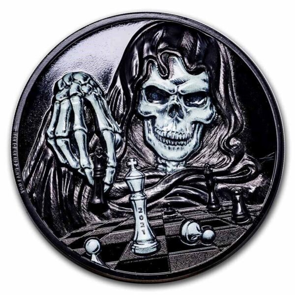 2021 $20 You Can't Cheat Death: Dark Checkmate 3oz Silver Coin