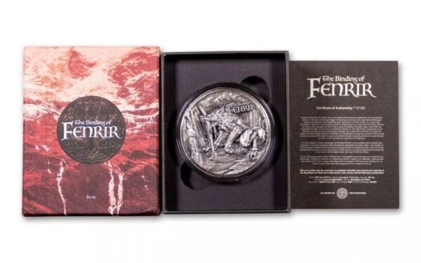 2021 The Binding of Fenrir 2oz Silver 11.5oz Copper Bimetal Antiqued Coin - Image 6