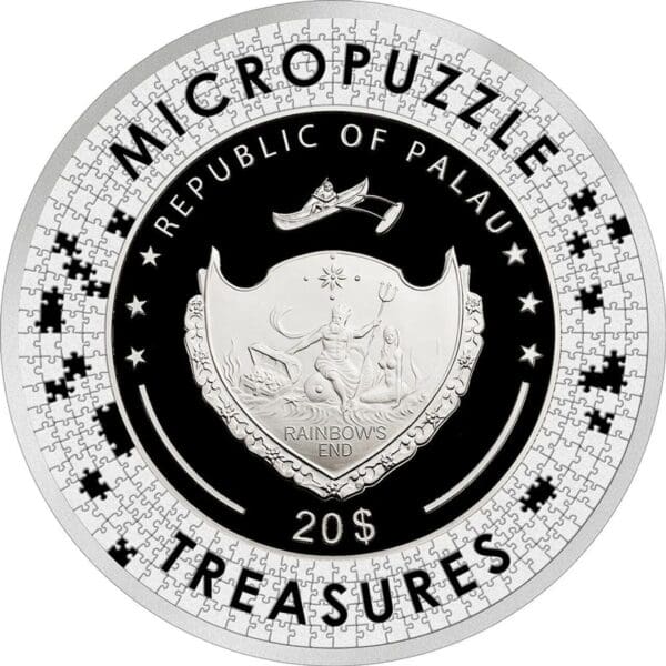 2021 $20 Micropuzzle Treasures Reverie by Mucha 3oz Silver Coin - Image 2