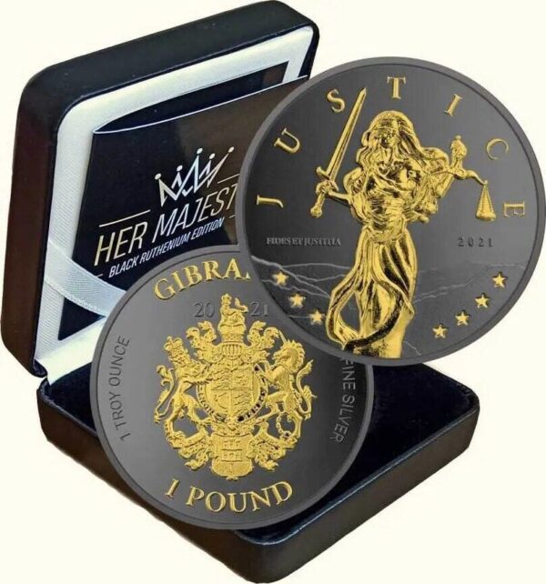 2021 £1 Justice: Her Majesty Ruthenium Edition 1oz Silver Coin - Image 3