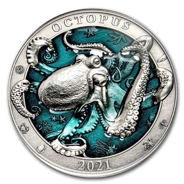 2021 $5 Octopus Underwater World 3oz Silver Coin