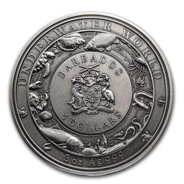 2021 $5 Octopus Underwater World 3oz Silver Coin - Image 3