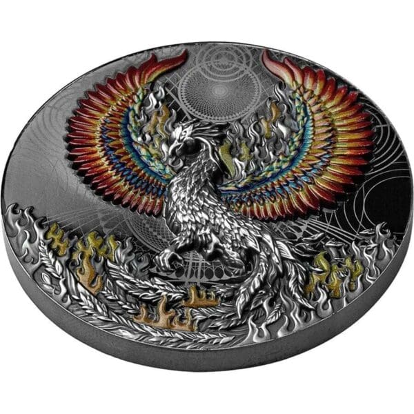 2021 $5 Burning Phoenix 2oz Silver Black Proof Coin - Image 2