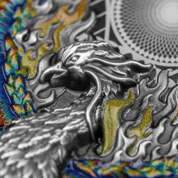 2021 $5 Burning Phoenix 2oz Silver Black Proof Coin - Image 3