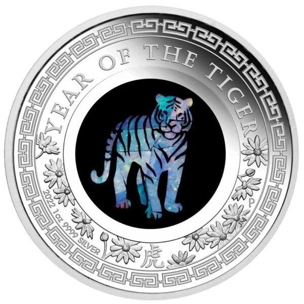 2022 $1 Australian Opal Lunar Series Tiger 1oz Silver Proof Coin