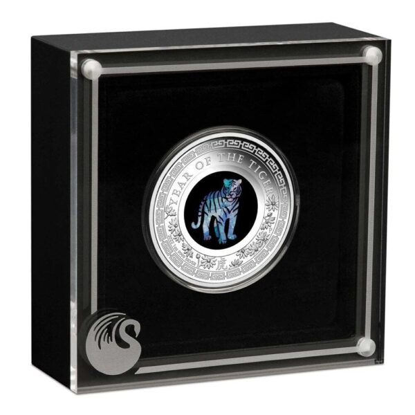 2022 $1 Australian Opal Lunar Series Tiger 1oz Silver Proof Coin - Image 3