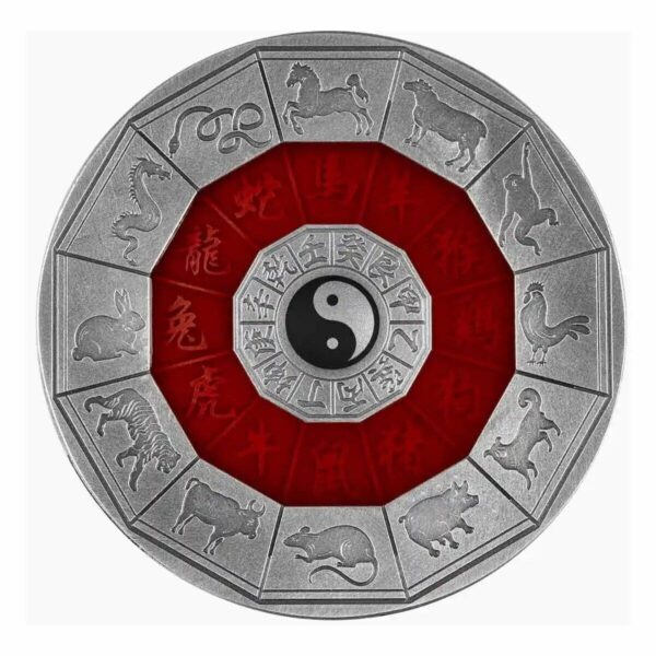 2022 $2 Chinese Zodiac Calendar 2oz Silver Antiqued Coin