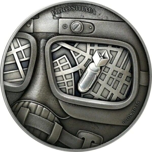 2022 $5 Human Tragedies Hiroshima 2oz Silver Antiqued Coin