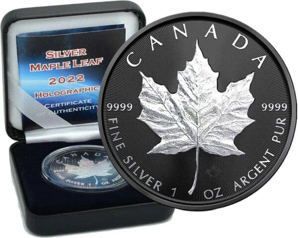 2022 $5 Maple Leaf Holographic 1oz Silver Coin - Image 2