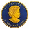 2022 $5 Royal Blue Maple Leaf Gilded 1oz Silver Coin - Image 2