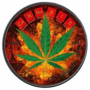 2022 $5 Burning Cannabis Ruthenium 1oz Silver Colourised Coin