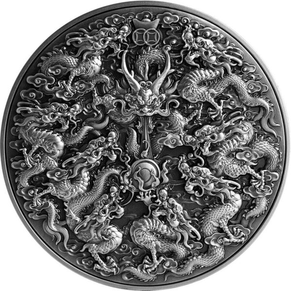 2022 $25 9 Sons Of The Dragon King 5oz Silver 32.15oz Copper Bimetal Coin