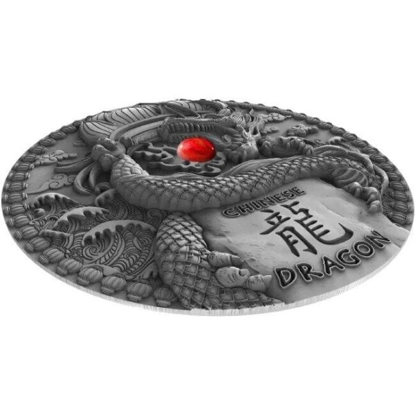 2018 $2 Chinese Dragon Coral Dragons 2oz Silver Coin - Image 2