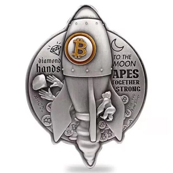 2022 Bitcoin Rocket Shaped 1oz Silver Coin