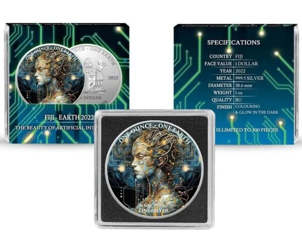 2022 $1 Earth - The Beauty of Artificial Intelligence 1oz Silver Coin - Image 6