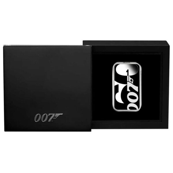 2022 $1 60 Years of James Bond 1oz Silver Proof Rectangular Coin - Image 3