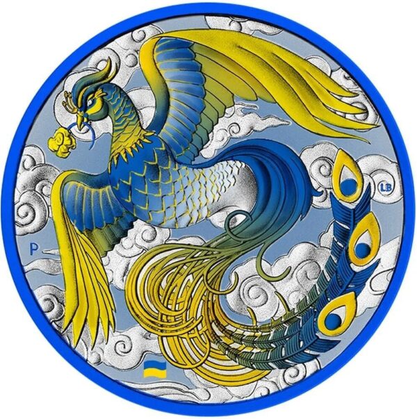 2022 $1 Ukraine Phoenix Chinese Myths And Legends 1oz Silver Coin