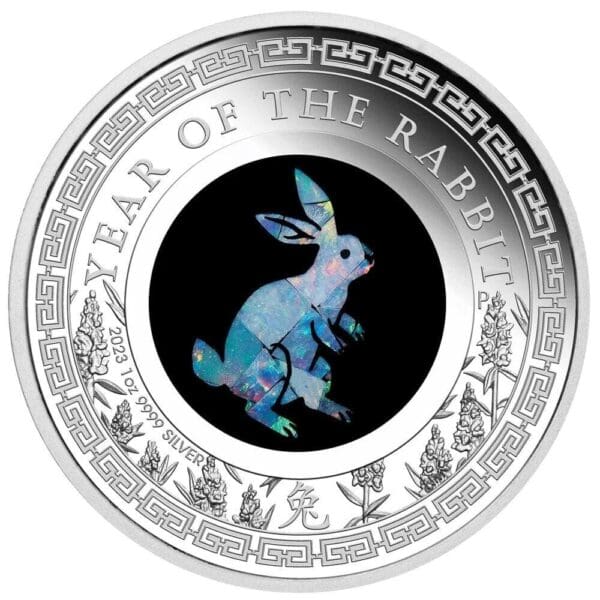 2023 $1 Australian Opal Lunar Series Rabbit 1oz Silver Proof Coin