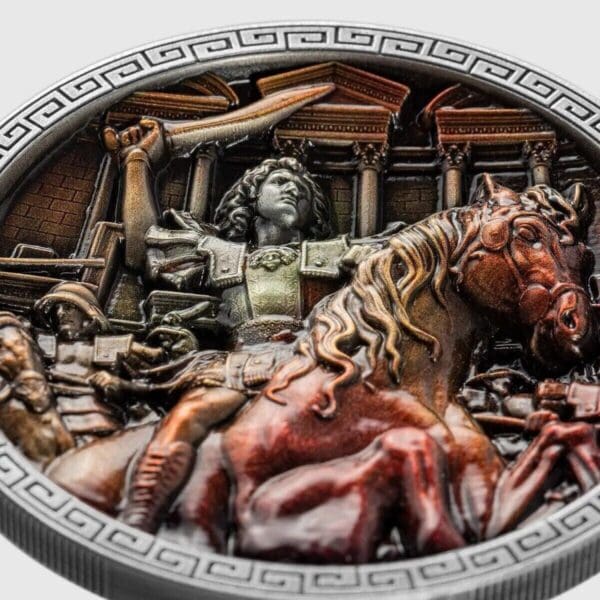 2023 Alexander The Great 5oz Silver Antiqued Coin - Image 2