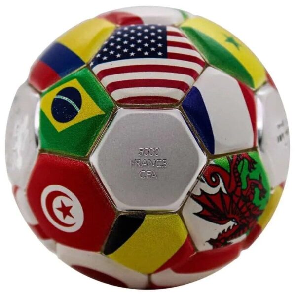 2022 Soccer Ball Country Flags Silver Spherical Coin - Image 2