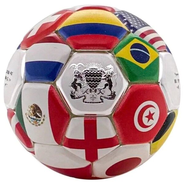 2022 Soccer Ball Country Flags Silver Spherical Coin - Image 5