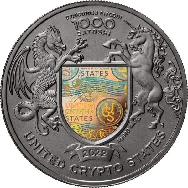 2022 Ukraine The Land of Freedom Bitcoin 1oz Silver Proof Coin - Image 3