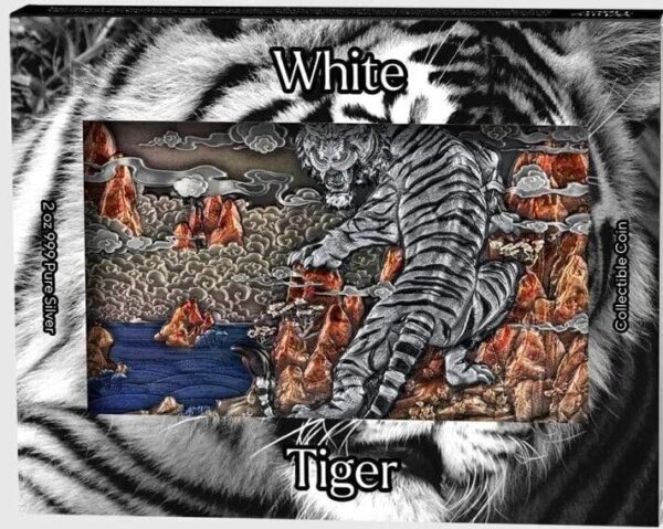 2022 White Tiger 2oz Silver 33.5oz Copper Bimetal Coin - Image 4