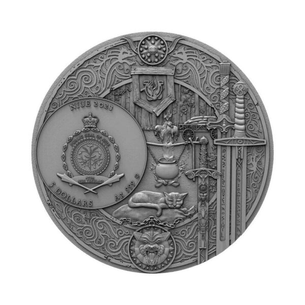 2023 $5 Baptism Of Fire The Witcher 2oz Silver Coin - Image 3