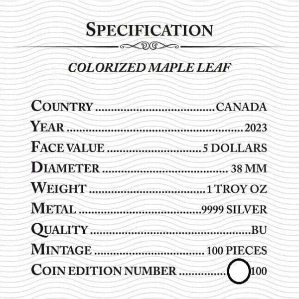 2023 $5 Red Dragon 1st Edition Holographic Maple Leaf 1oz Silver Coin - Image 4