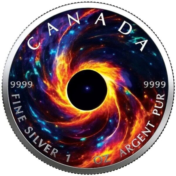 2023 Black Hole Universe Holographic Maple Leaf 1oz Silver Coin