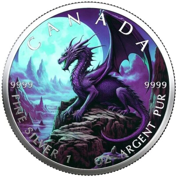 2023 Canada Purple Dragon 2nd Edition Holographic Maple Leaf 1oz Coin