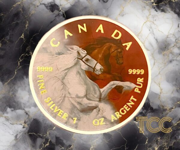 2022 The Two Horses Maple Leaf 1oz Silver Coin - Image 2