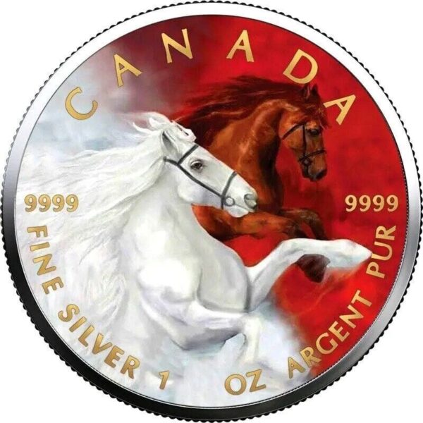 2022 The Two Horses Maple Leaf 1oz Silver Coin