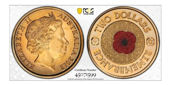 MS68-C 2012 $2 Red Poppy Remembrance Day Coin