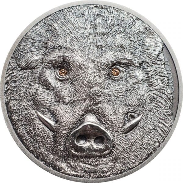 2018 Wild Boar – Sus Scrofa 1oz Silver Antiqued Coin