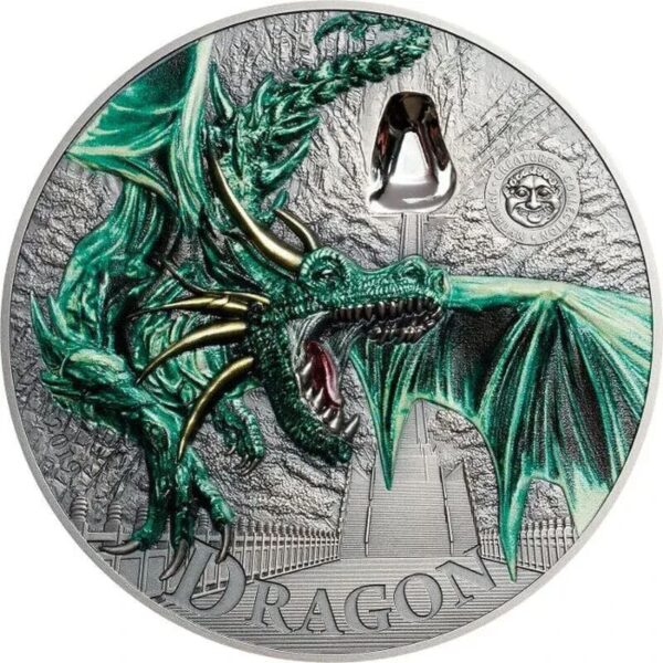 2019 $10 Mythical Creatures Green Dragon 2oz Silver Coin