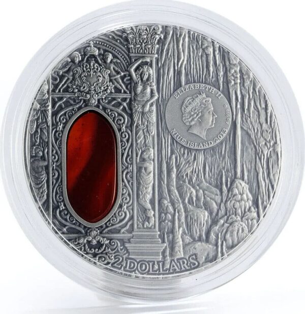 2013 $2 Mysteries Of Wawel Royal Castle Cathedral Crystal Art 2oz Silver Coin - Image 2