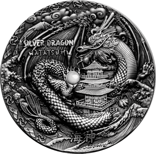 2021 $2 Japanese Dragon Watatsumi Pearl 2oz Silver Coin