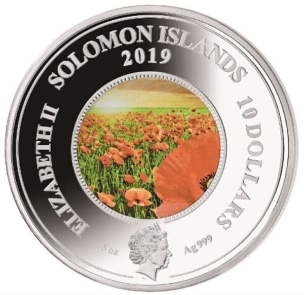 2019 $10 We Will Remember Them Poppy 5oz Silver Coin - Image 2